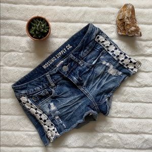 Mossimo Distressed Lace Crotched Shorts
